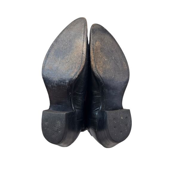 VTG 90s Justin Women Block Heel Cowboy Boots Black Lizard Leather 6B Western EUC - Picture 6 of 9